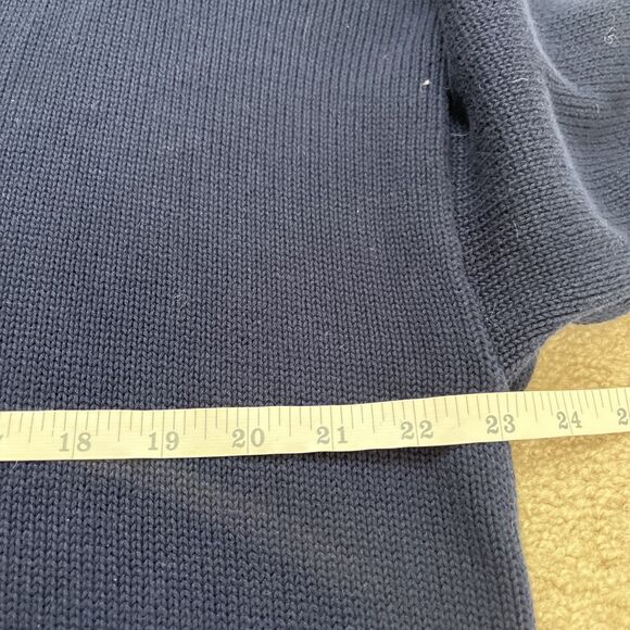Lauren Ralph Layered Sweater Womens XL V-neck Navy Blue Collared Chunky Knit - Picture 4 of 6